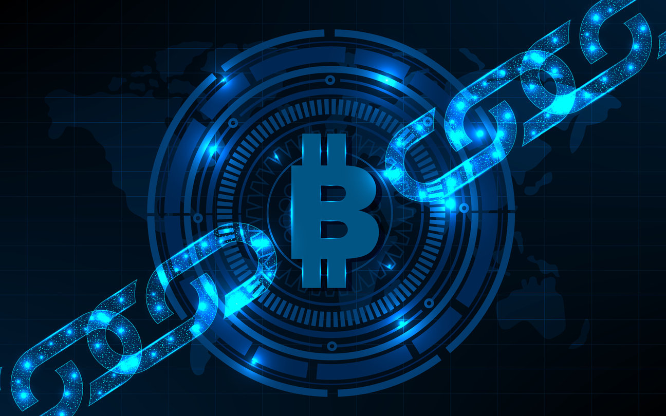 Crypto - Bitcoin chain by Jadamprostore via iStock