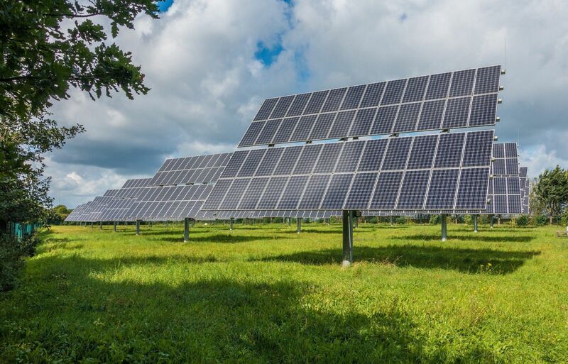 Green Energy (EV, solar, etc.) - Solar Panels in Nature Sunny
