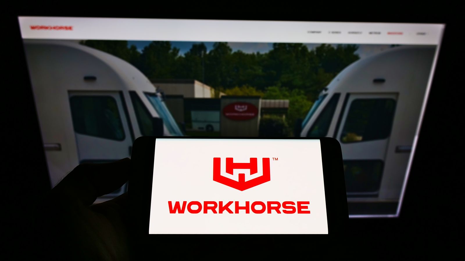 The logo for Workhorse displayed on a smartphone screen by T_ Schneider via Shutterstock