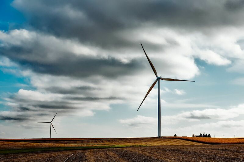 Green Energy (EV, solar, etc.) - Wind Farm Windmills Cloudy