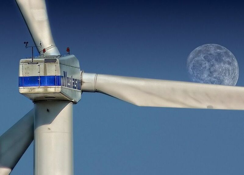 Green Energy (EV, solar, etc.) - wind mill turbine moon