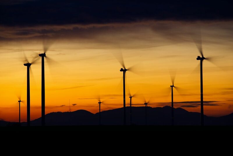 Green Energy (EV, solar, etc.) - wind mills wind turbines sunset