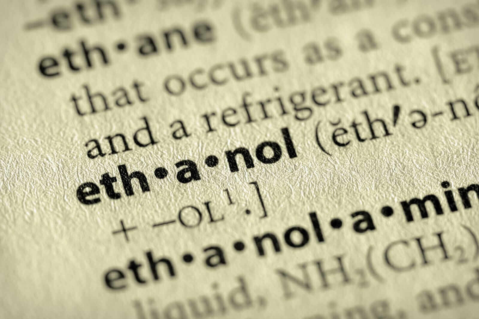 Ethanol in dictionary by Mark Poprocki via Shutterstock