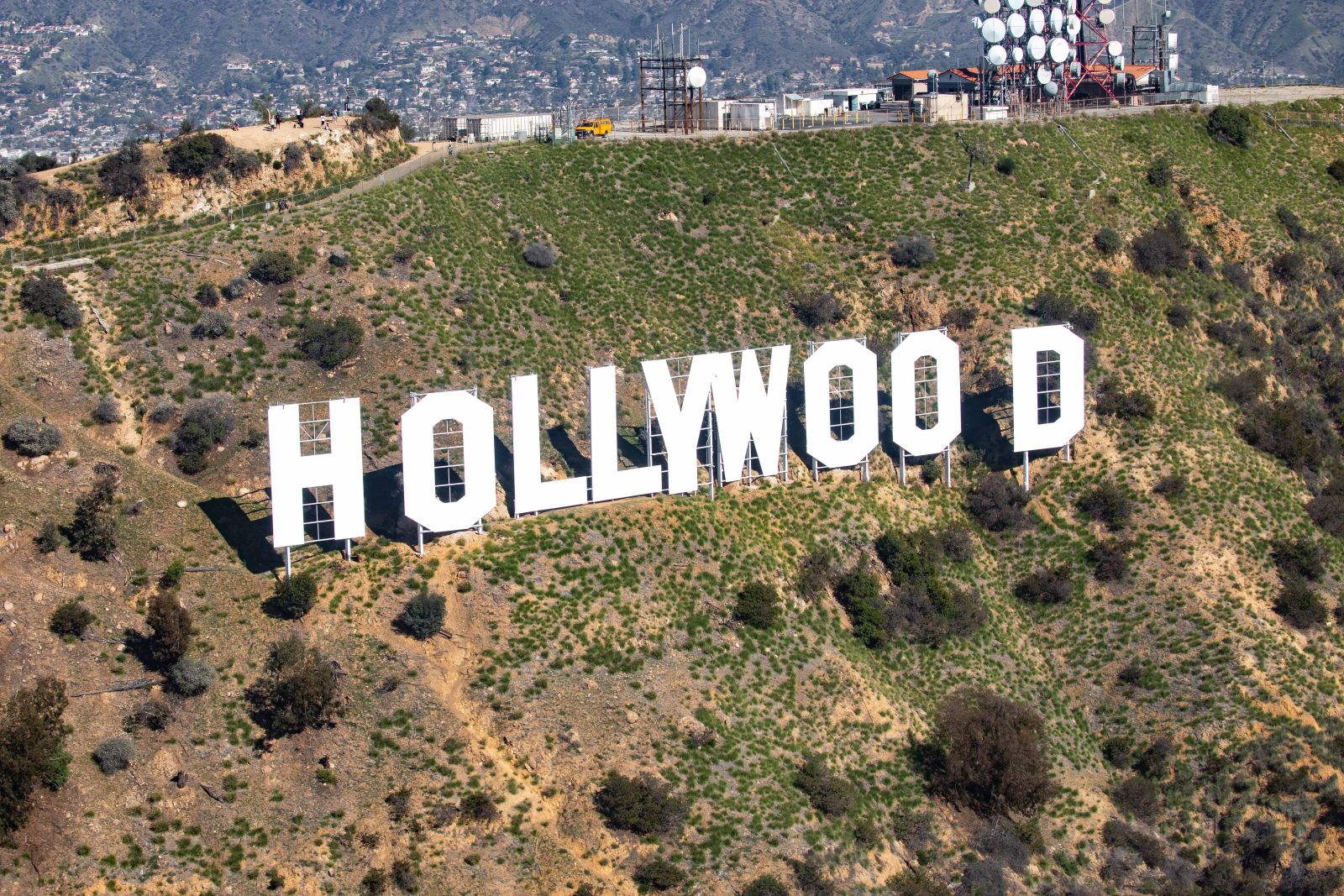 Aerial Photo of the Hollywood Sign by usicegov via Wiki Commons