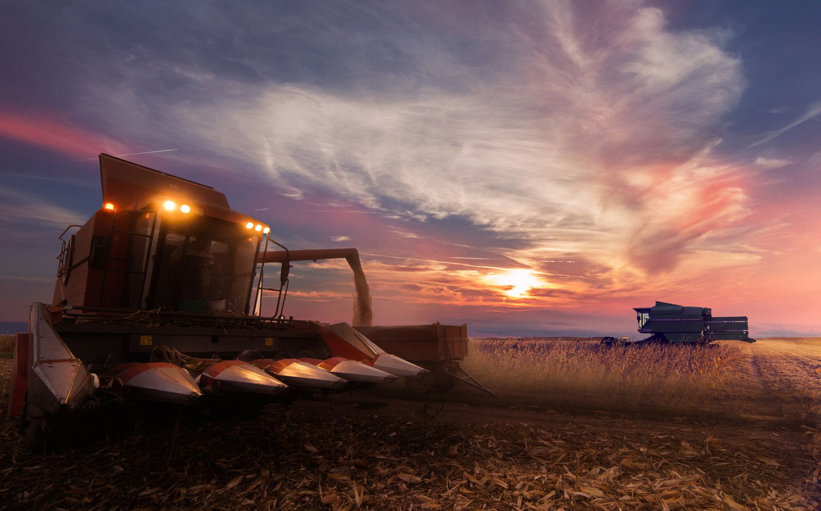 Farming - Combine harvesting field crops by fotokostic via iStock