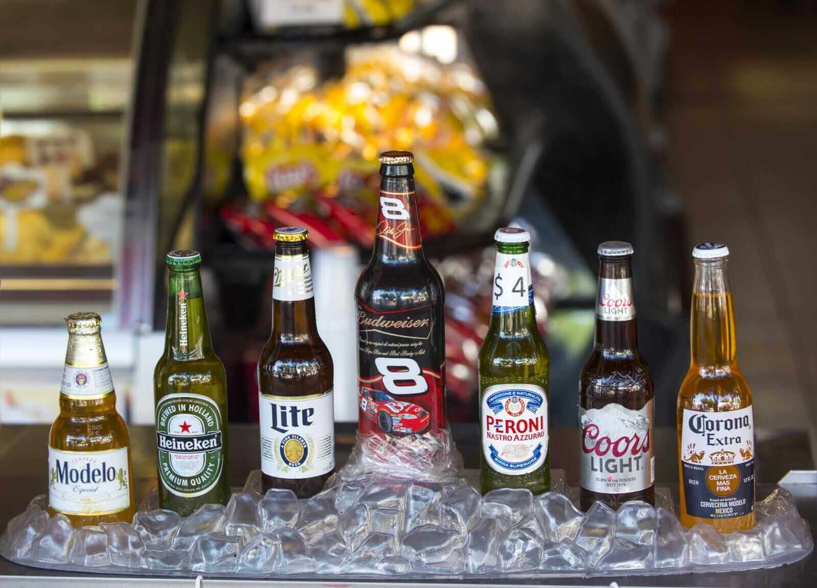 seven bottles of assorted cold beers by photosvit via iStock