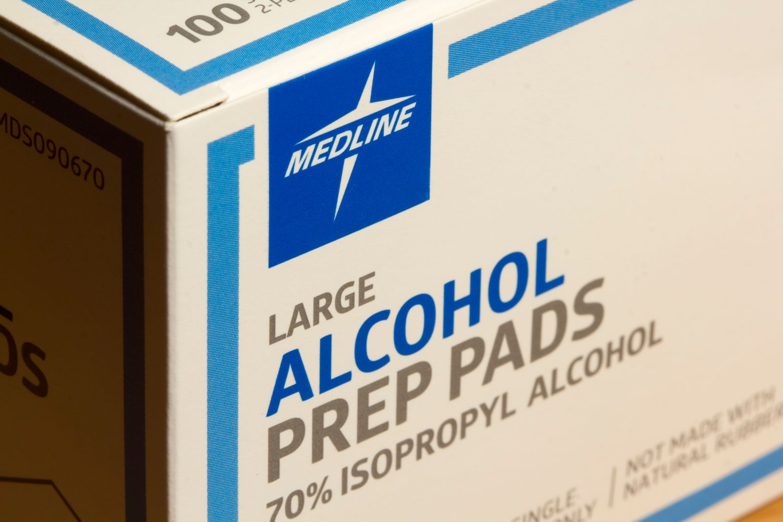 A close-up shot of alcohol prep pads with the Medline logo by Tada Images via Shutterstock
