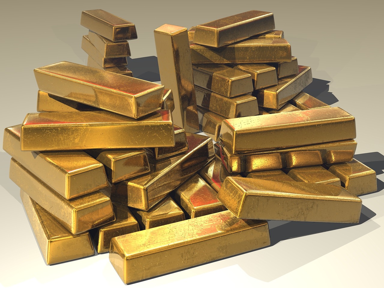 Gold - Gold bullion stacked by Steve Bidmead via Pixabay