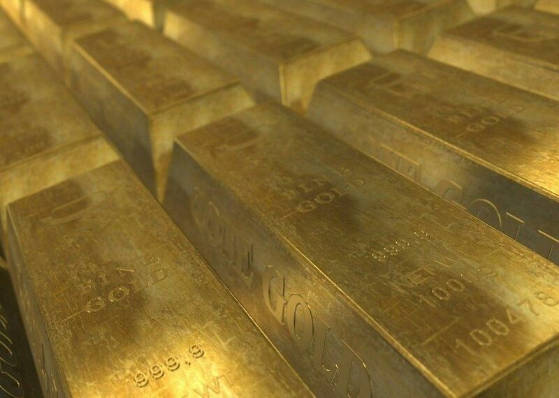Gold - gold bars in a neat row