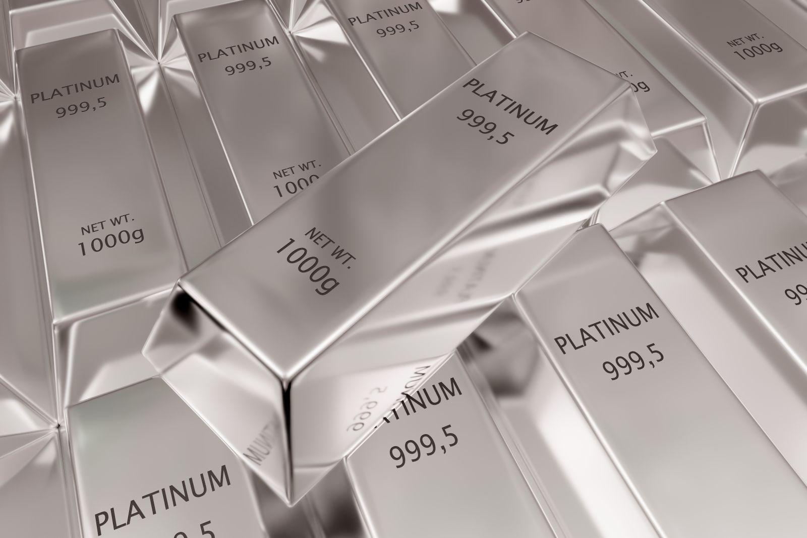 Platinum bars by Shawn Hempel via Shutterstock