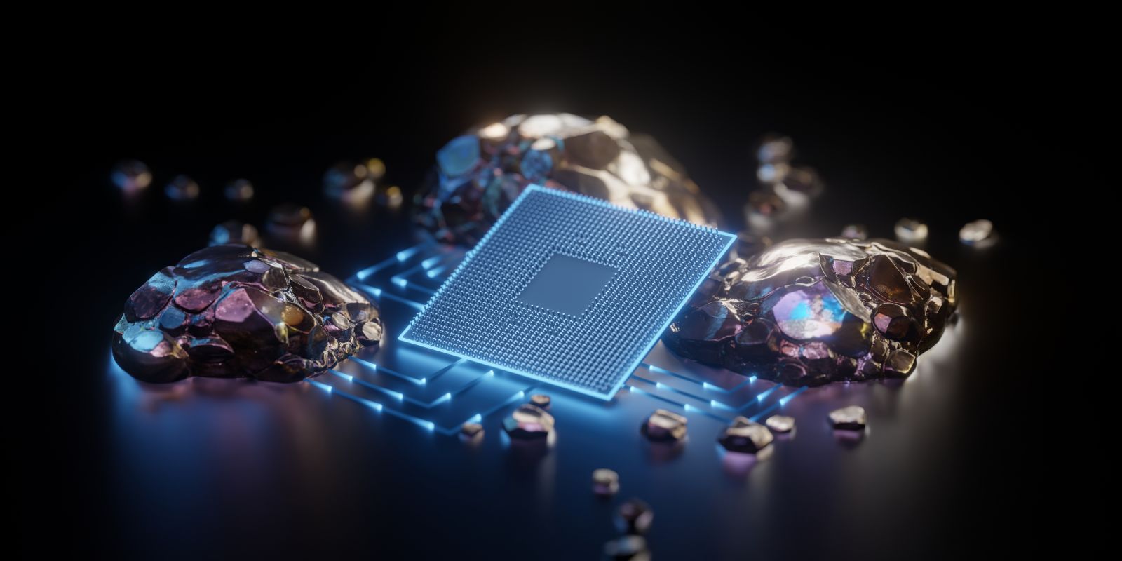 CPU surrounded by rare earth minerals by Pingingz via Shutterstock