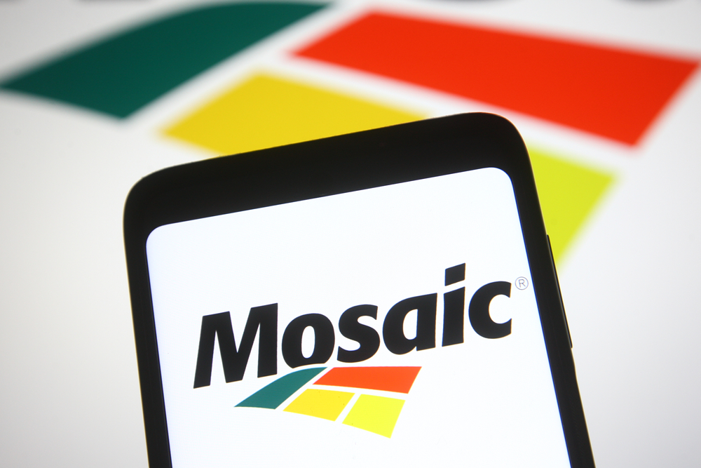 Basic Materials - Mosaic Company logo on phone -by viewimage via Shutterstock