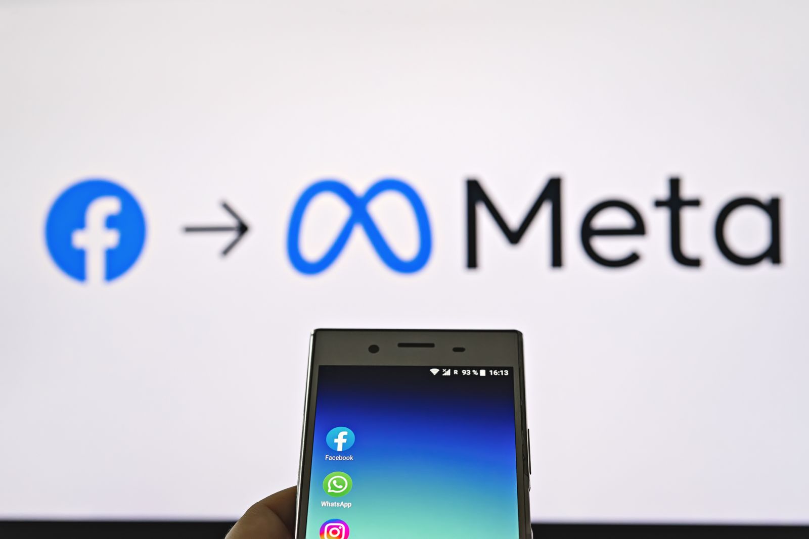 Meta Platforms Inc phone with logos by- Kira-Yan via iStock