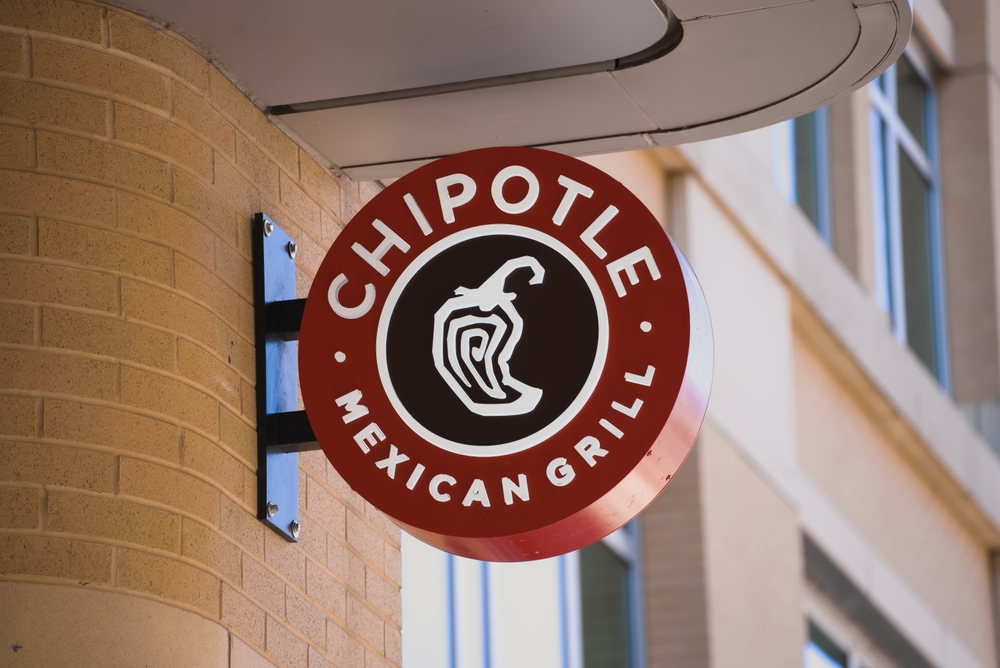 Consumer Cyclical (names A - H) - Chipotle Mexican Grill logo on building by- John Hanson Pye via Shutterstock