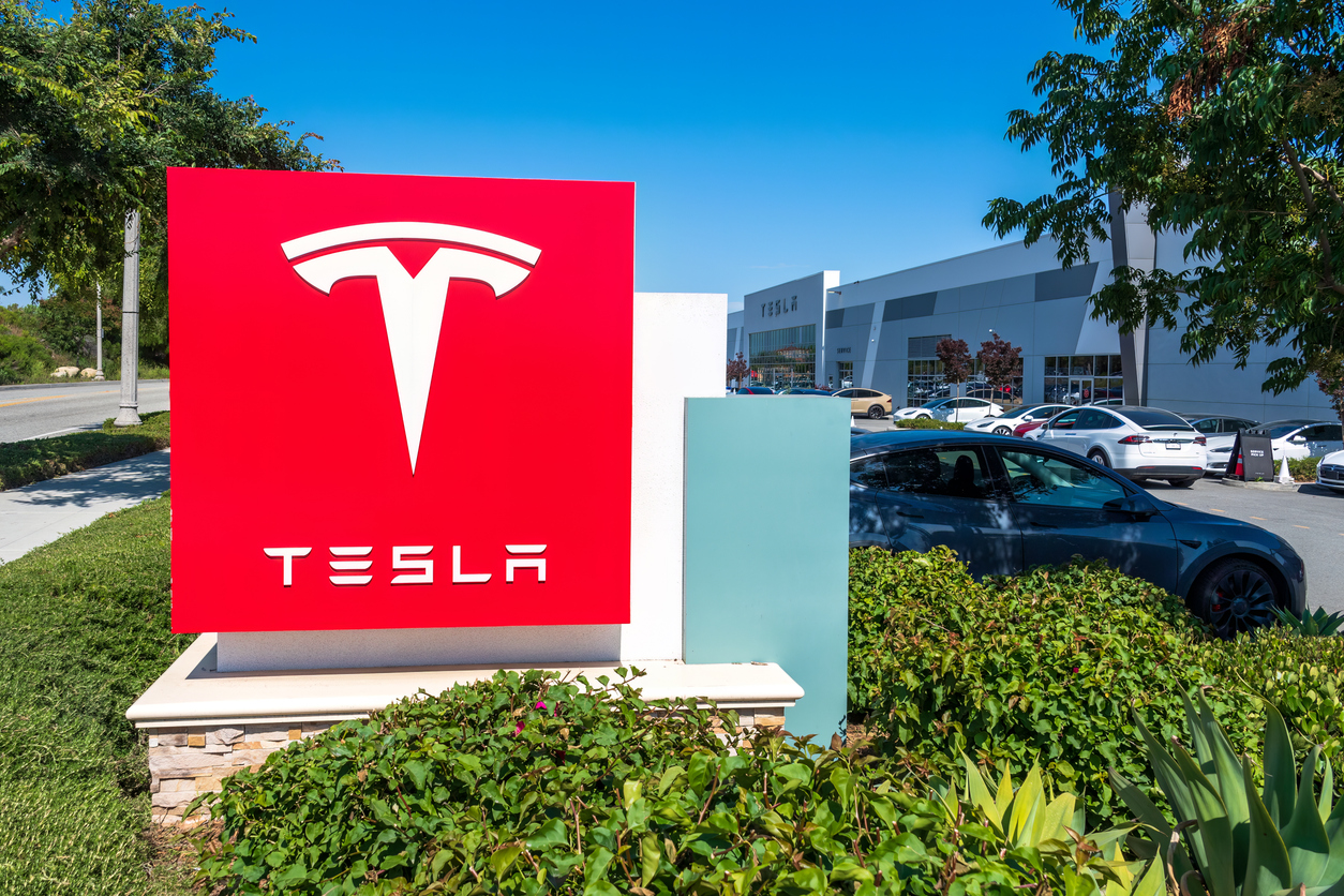 Tesla Inc logo by- baileystock via iStock(1)