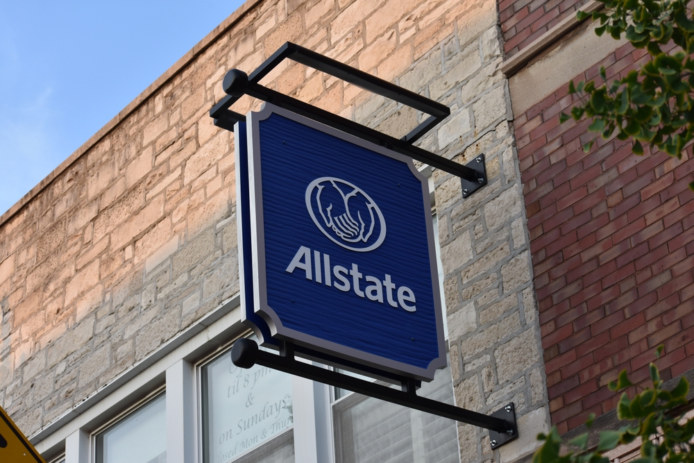 Financial (names A - I) - Allstate Corp sign on building -by ADXco via Shutterstock