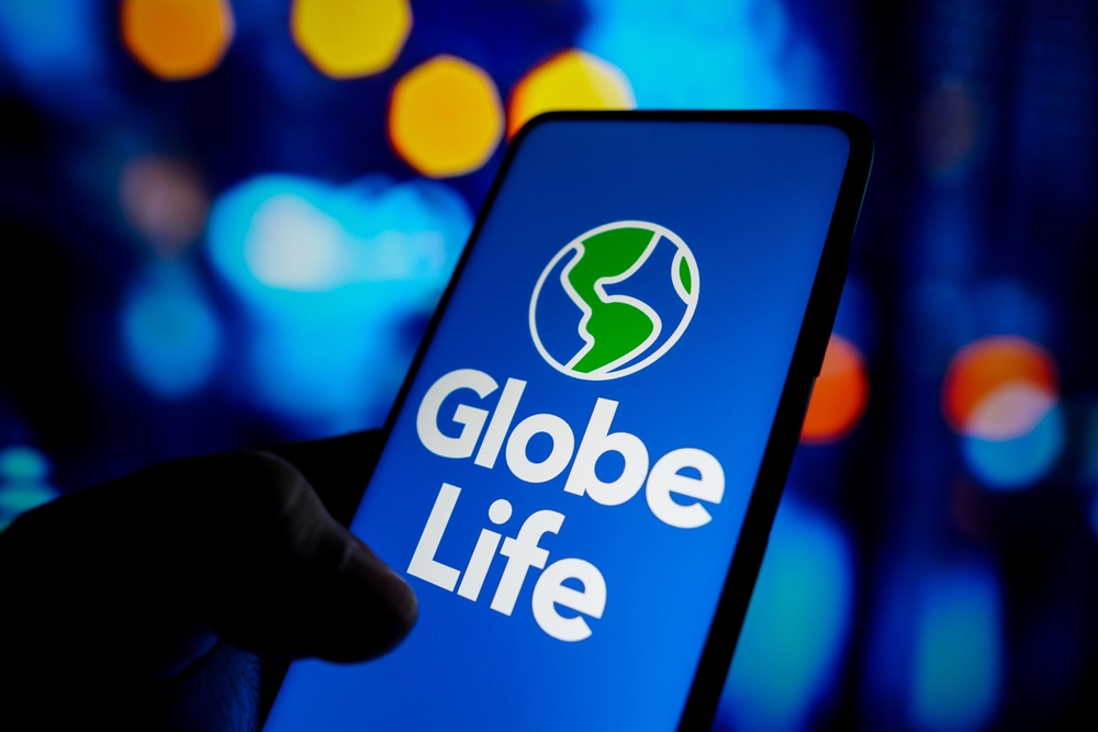 Globe Life Inc logo on phone-by rafapress via Shutterstock