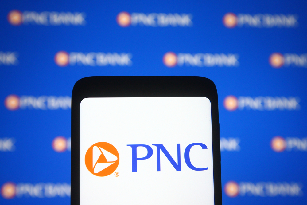 Financial (names J - Z) - PNC Financial Services Group Inc logo on phone-by viewimage via Shutterstock