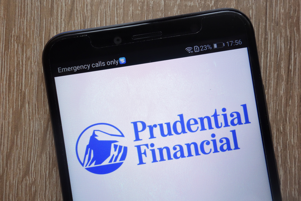 Financial (names J - Z) - Prudential Financial Inc_ logo on phone-by Piotr Swat via Shutterstock