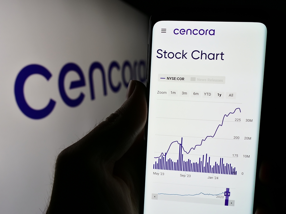 Cencora Inc_ chart on phone-by T_Schneider via Shutterstock