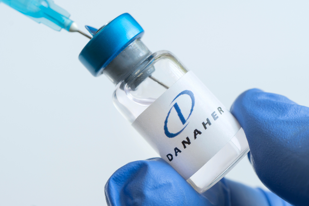 Healthcare (names A - H) - Danaher Corp_ logo on vial-by Melnilov Dmitriy via Shutterstock