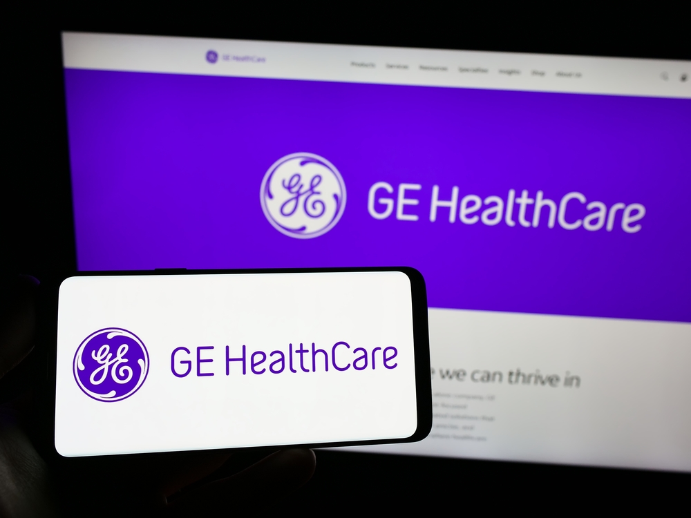 Healthcare (names A - H) - GE HealthCare Technologies Inc logo on phone and site-by T_Schneider via Shutterstock