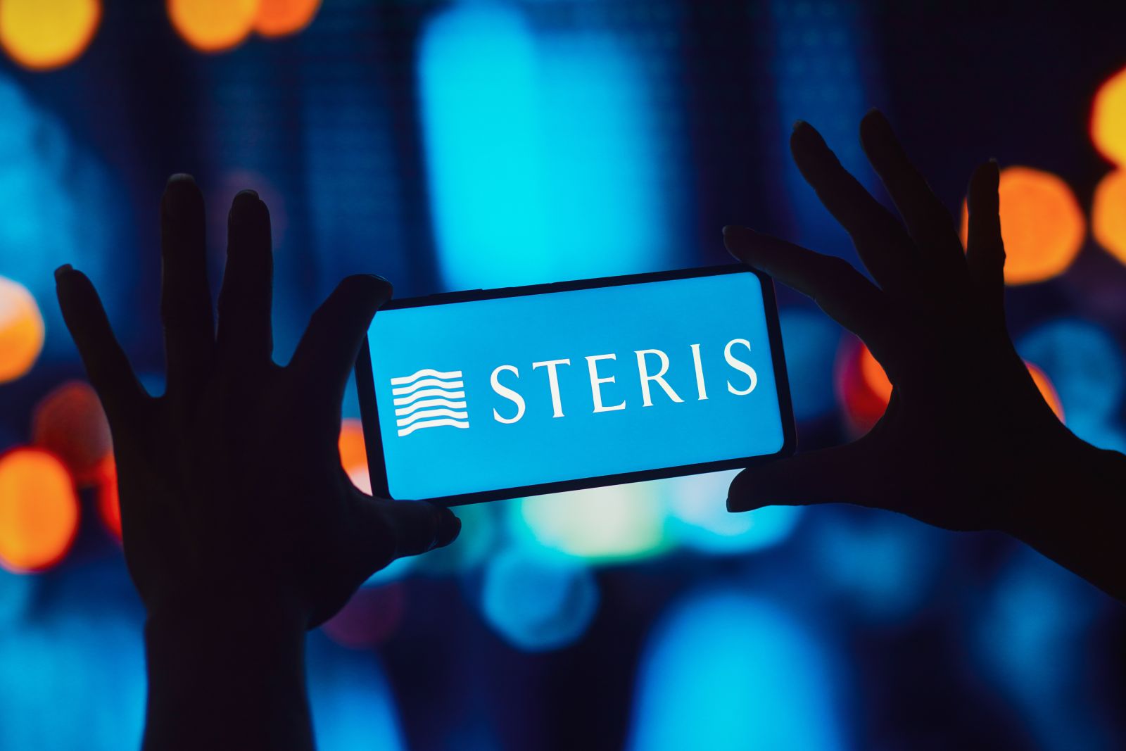 Steris Corporation logo is displayed on a smartphone screen_By Rafael Henrique