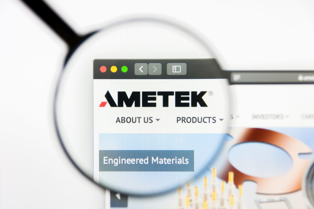 Ametek Inc magnified logo-by Pavel Kapysh via Shutterstock