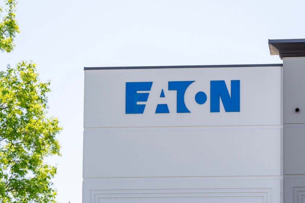 Industrials (names A - I) - Eaton Corporation plc logo on building-by JHVEPhoto via Shutterstock