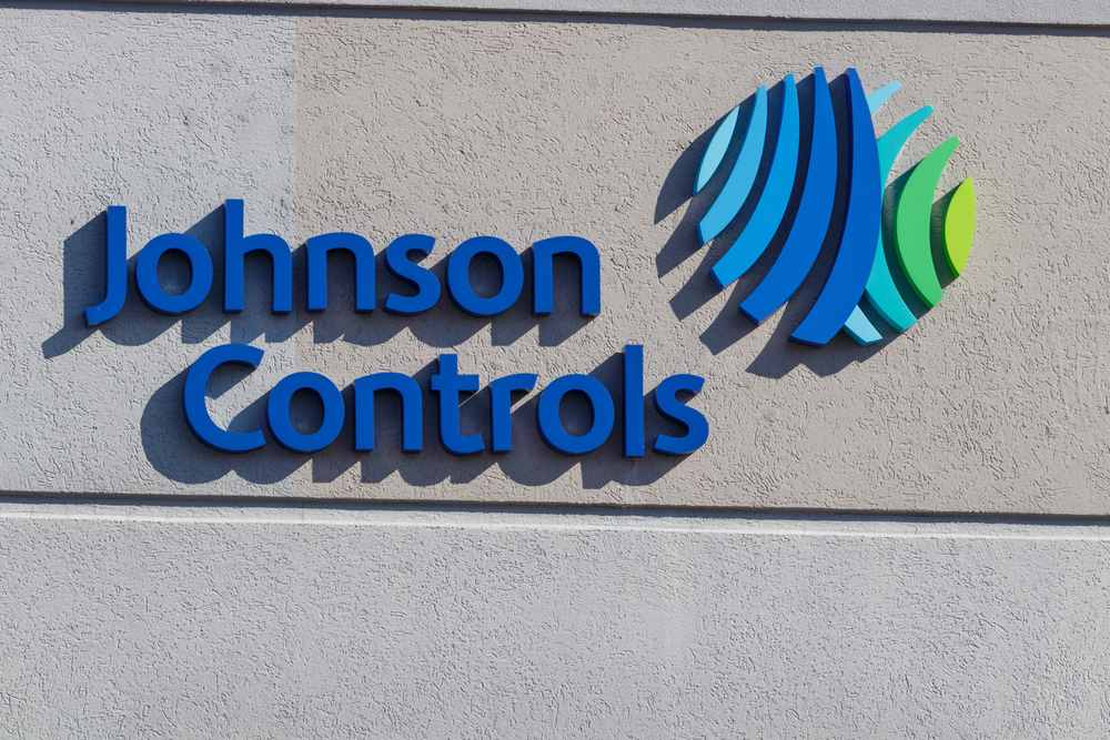 Industrials (names J - Z) - Johnson Controls International plc logo on building-by Jonathan Weiss via Shutterstock