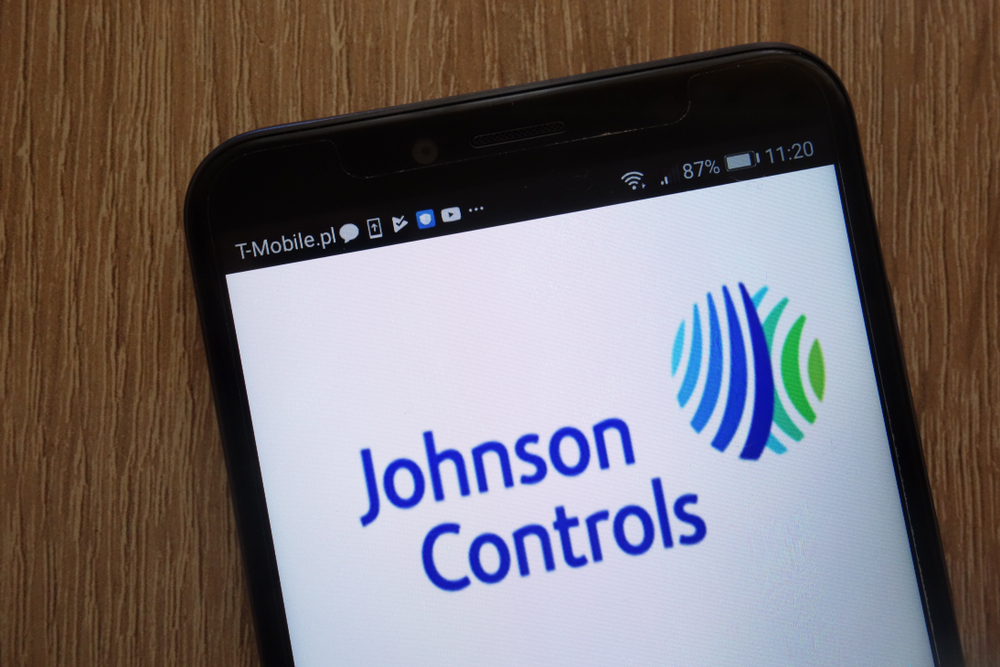 Industrials (names J - Z) - Johnson Controls International plc logo on phone-by Piotr Swat via Shutterstock