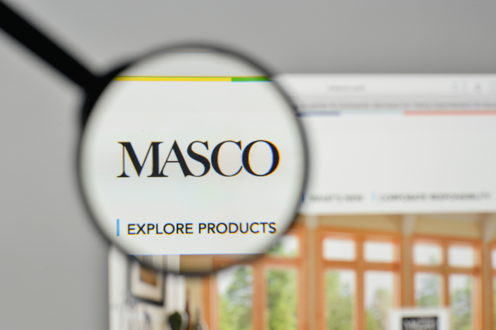 Industrials (names J - Z) - Masco Corp_ logo magnified-by Casimiro PT via Shutterstock