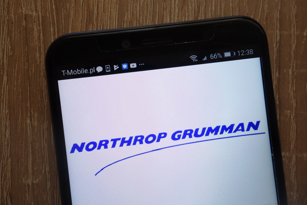 Industrials (names J - Z) - Northrop Grumman Corp_ logo on phone-by Piotr Swat via Shutterstock