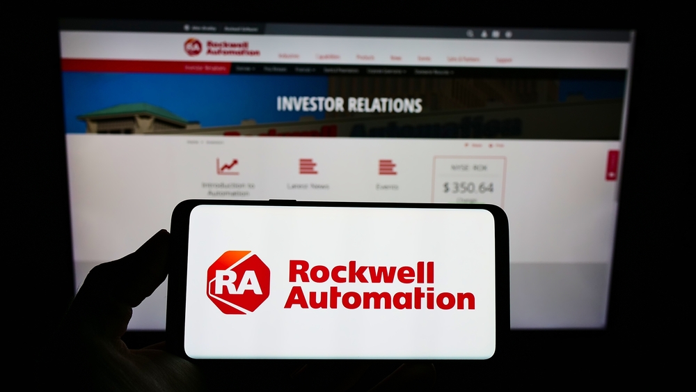 Rockwell Automation Inc logo on phone and website-by Wirestock Creators via Shutterstock