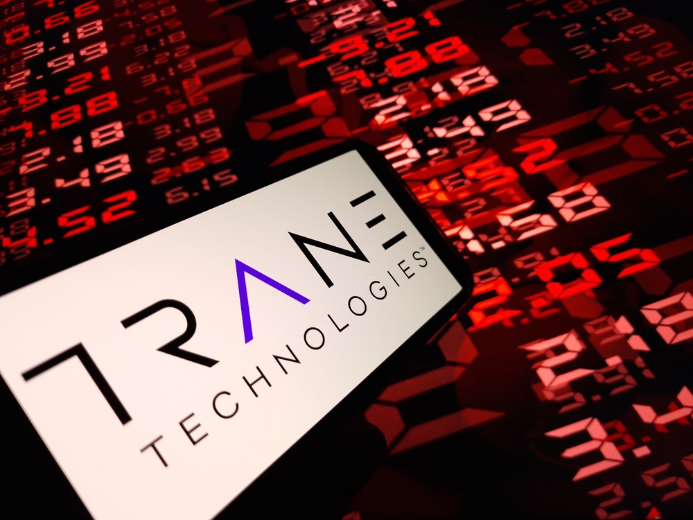 Industrials (names J - Z) - Trane Technologies plc logo and price data-by Piotr Swat via Shutterstock