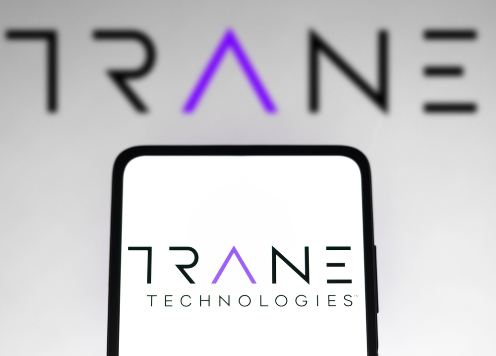 Industrials (names J - Z) - Trane Technologies plc logo on phone-by rafapress via Shutterstock