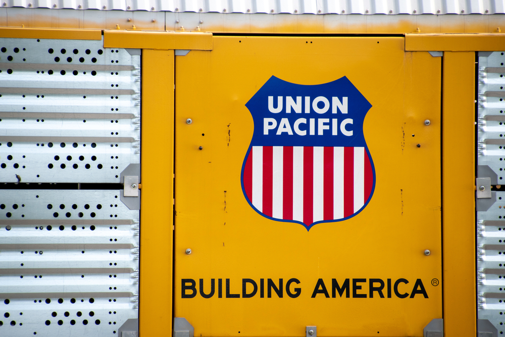 Industrials (names J - Z) - Union Pacific Corp_ logo on side of train car-by Joseph Creamer via Shutterstock