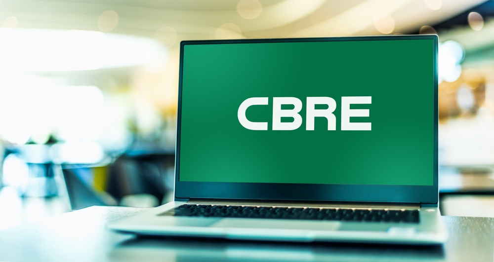 Real Estate - CBRE Group Inc logo on laptop-by monticello via Shutterstock