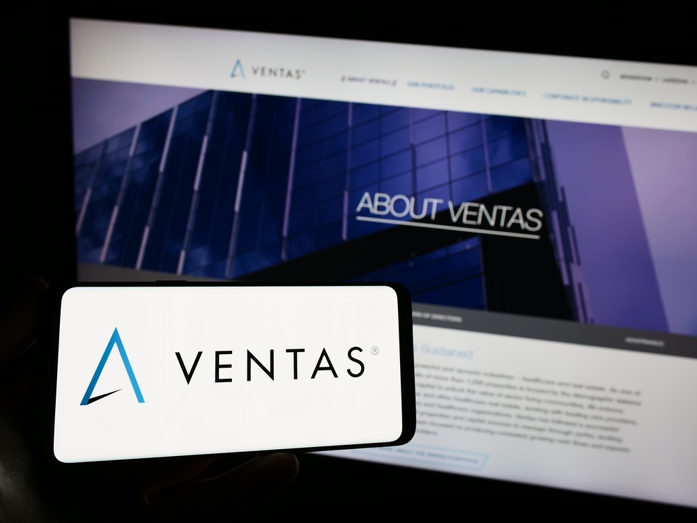 Real Estate - Ventas Inc logo on phone and website-by T_Schneider via Shutterstock