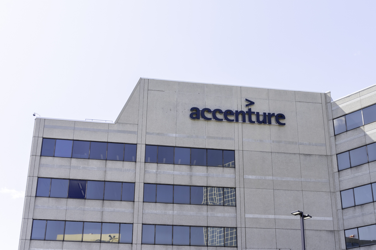 Accenture plc buiding with logo-by JHVEPhoto via iStock