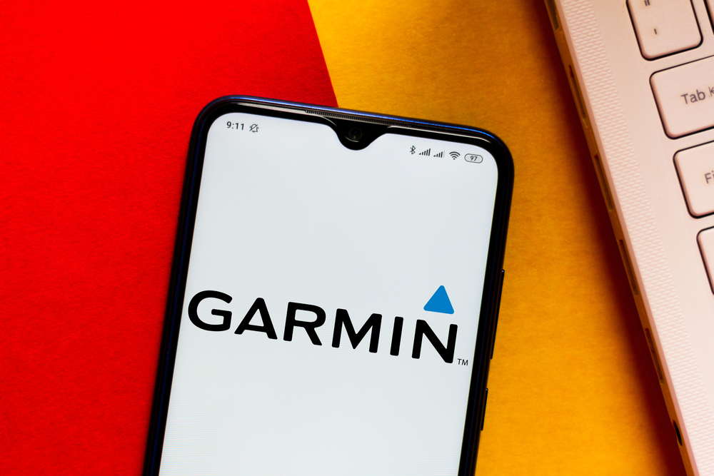 Garmin Ltd logo on phone-by rafapress via Shutterstock