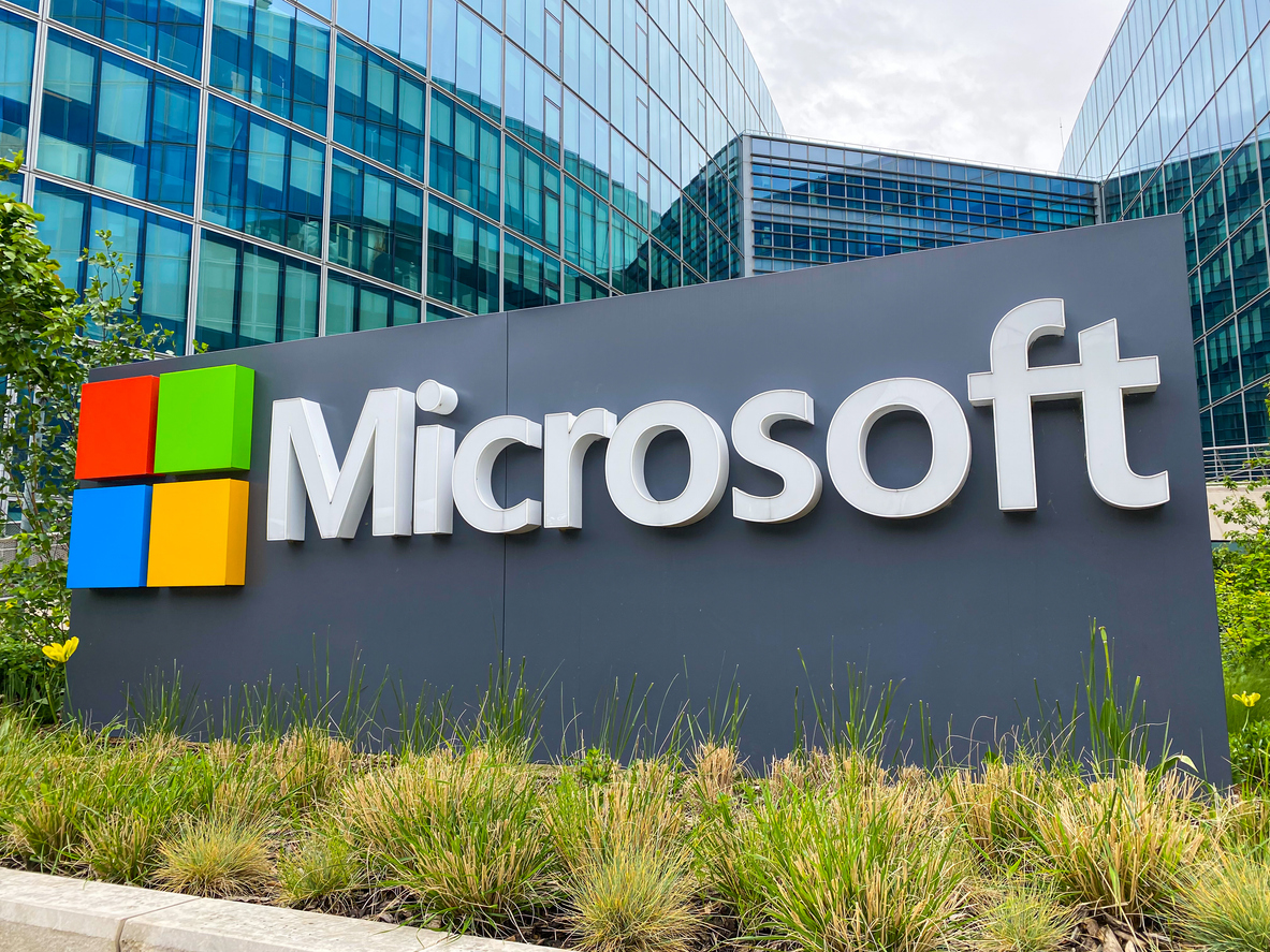 Microsoft Corporation logo on sign-by Jean-Luc Ichard via iStock