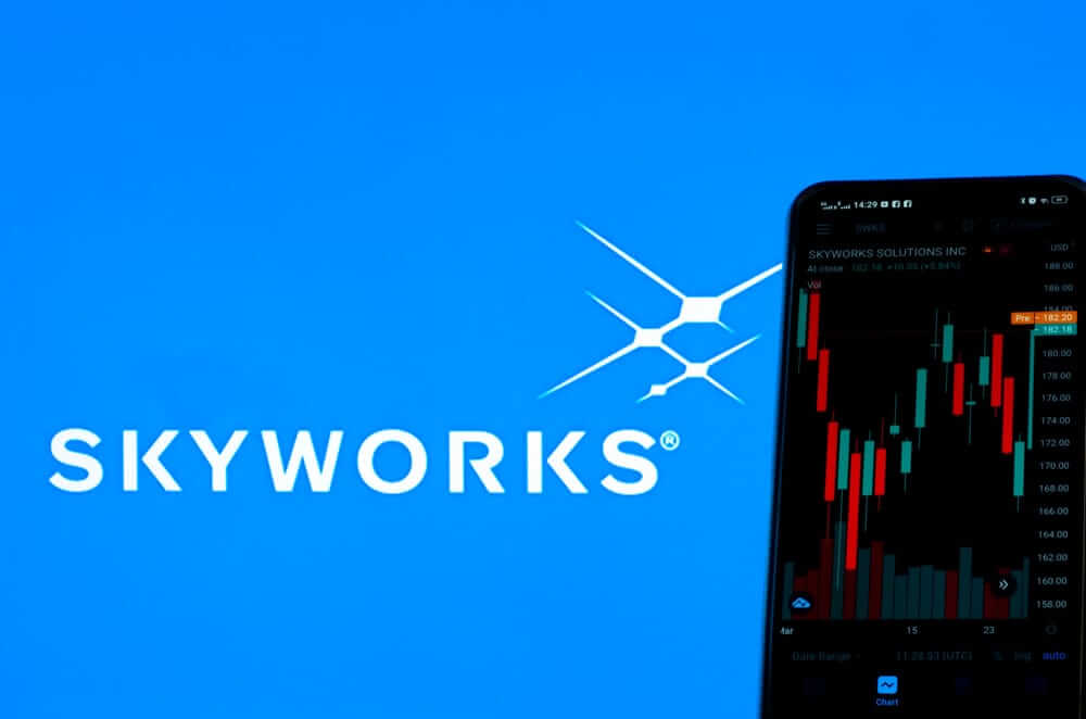 Skyworks Solutions, Inc_ logo and stock chart-by IgorGolovniov via Shutterstock