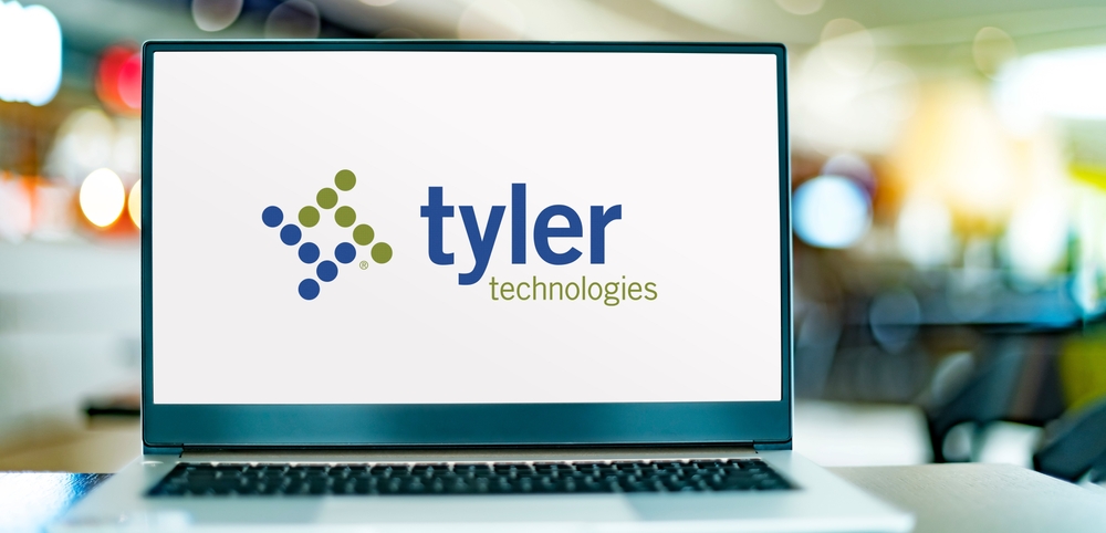 Technology (names J - Z) - Tyler Technologies, Inc_ logo on laptop-by monticello via Shutterstock