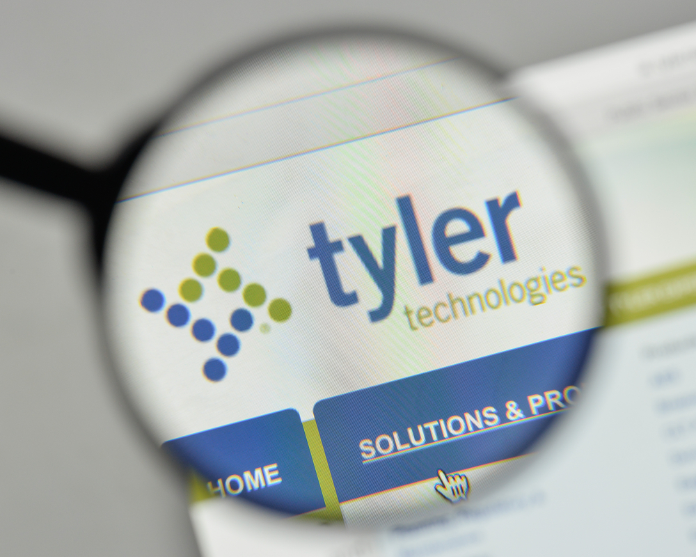 Tyler Technologies, Inc_ website magnified-by Casimiro PT via Shutterstock