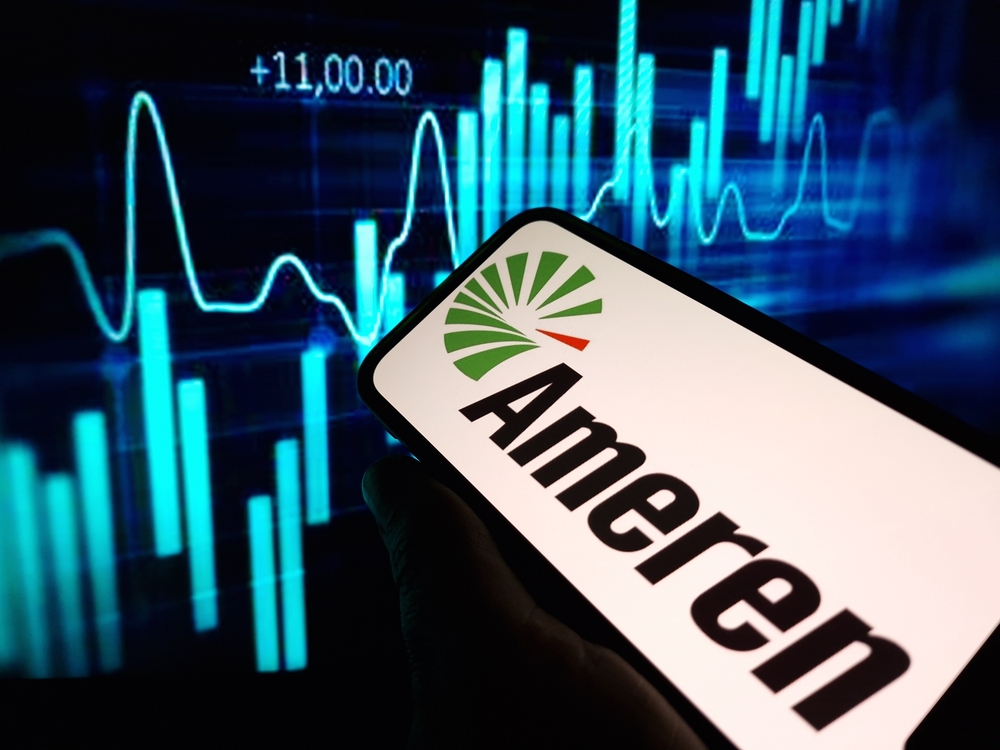 Ameren Corp_ logo and stock chart-by Piotr Swat via Shutterstock