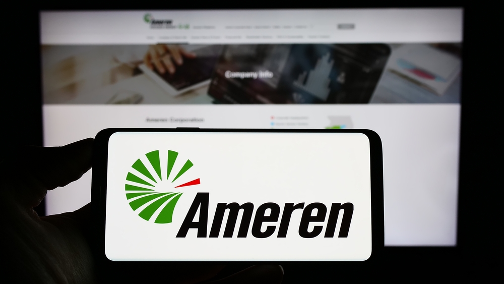 Utilities - Ameren Corp_ logo on phone and website-by T_Schneider via Shutterstock