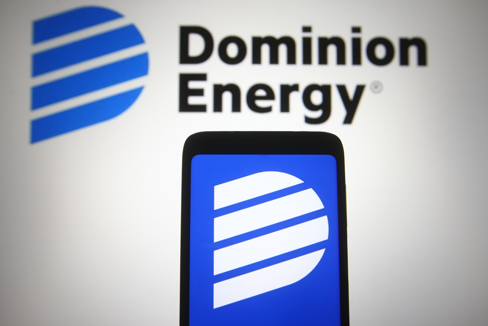 Utilities - Dominion Energy Inc logo on phone-by viewimage via Shutterstock