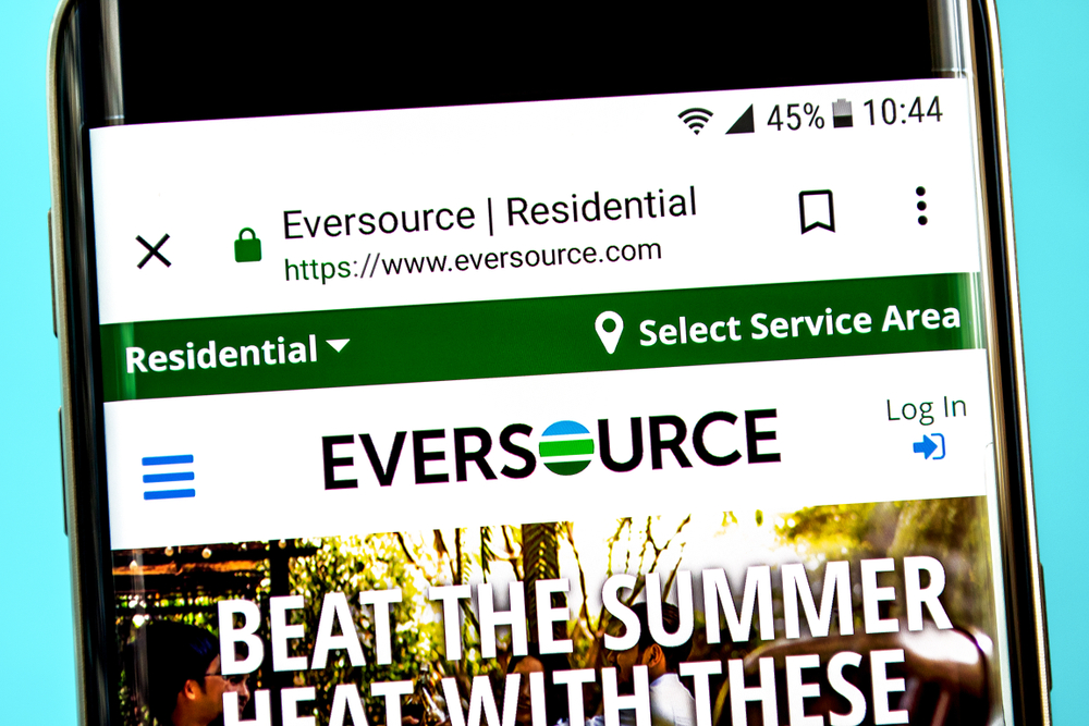 Utilities - Eversource Energy ebsite on phone-by madamF via Shutterstock