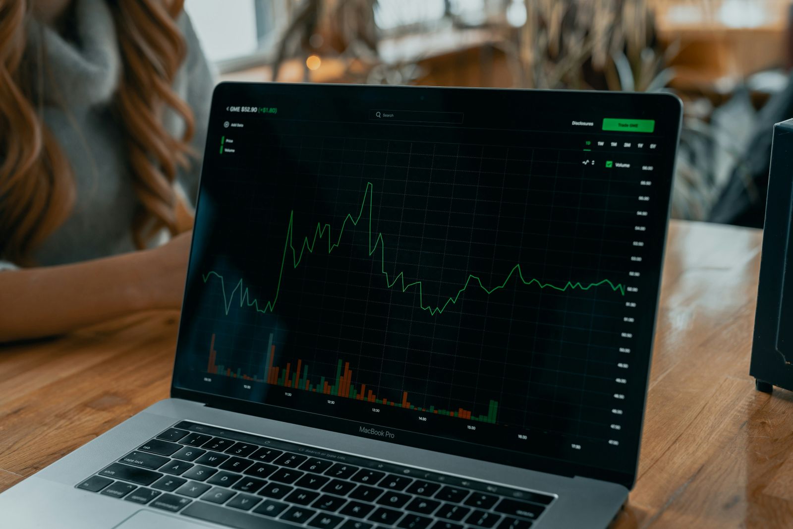 Charts, tickers, traders - Stock chart on laptop screen by Tech Daily via Unsplash